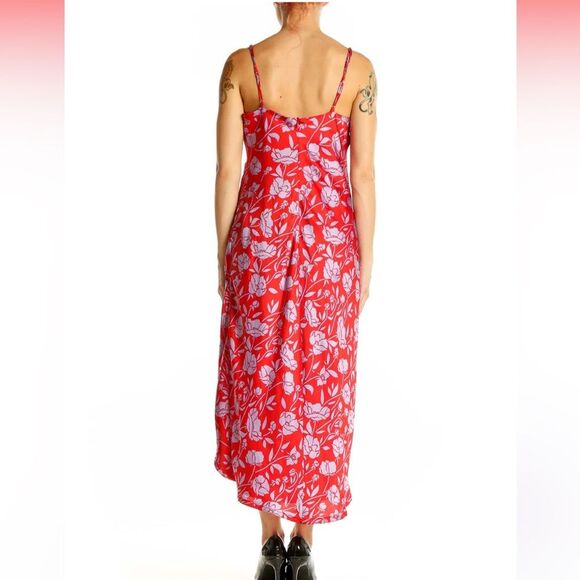 Lovers + Friends Noah Wrap Dress Red Purple Floral Asymmetrical Hem M REVOLVE - Picture 7 of 9